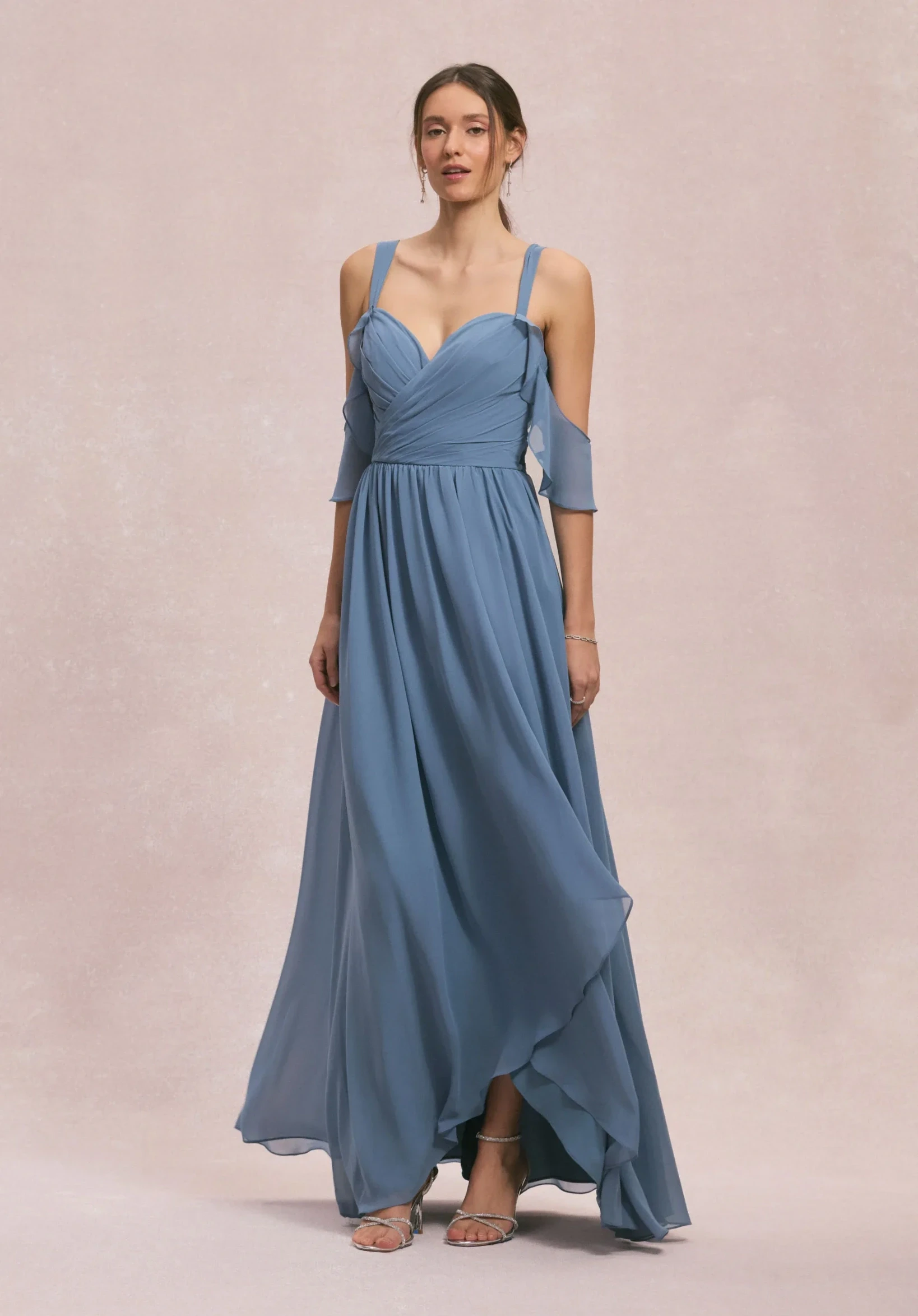Model wearing a bridesmaids dress