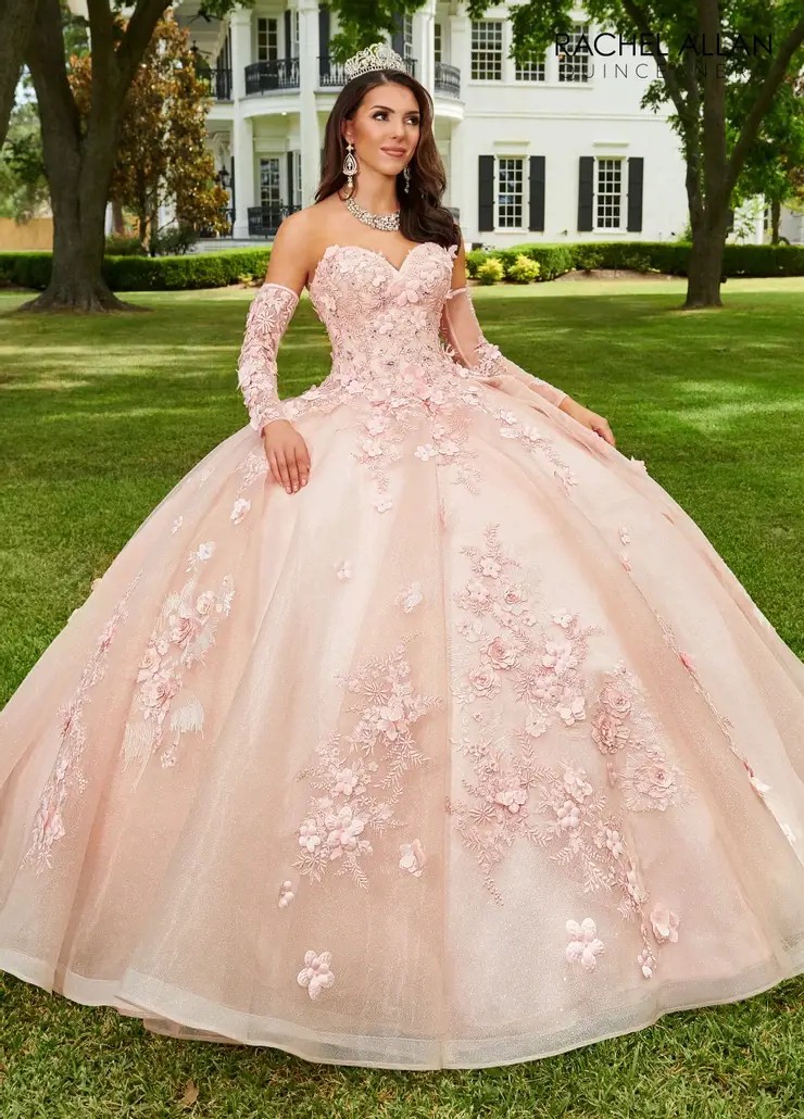 Model wearing a quinceañera dress